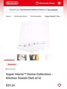 Super Mario Kitchen Towels x4